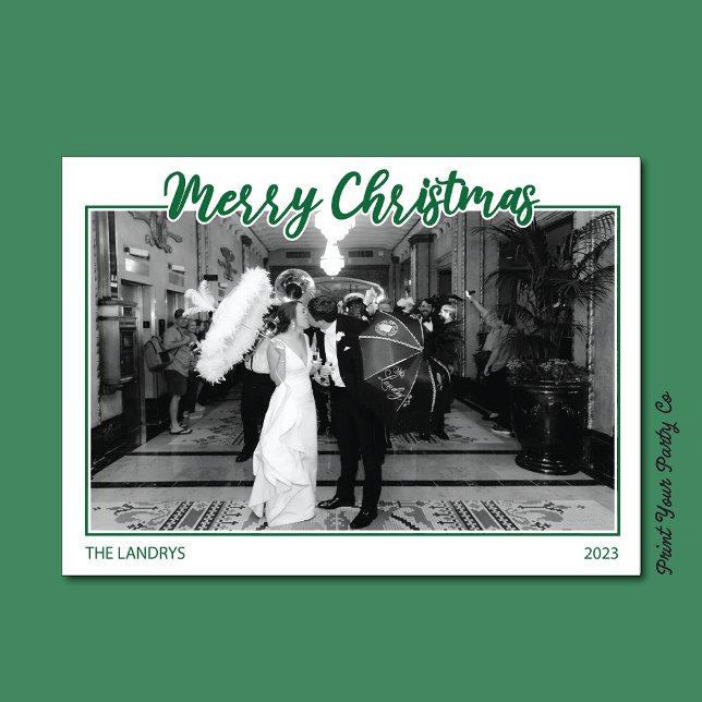 Tarjeta Festiva Green Merry Christmas Card (Subido por el creador)
