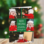 Tarjeta Festiva Green Merry Christmas Collage de fotos Cute<br><div class="desc">Esta bonita y moderna tarjeta navideña Merry cuenta con un elegante diseño de 5 fotos familiares sobre un fondo verde con tipografía blanca. Esta hermosa tarjeta de vacaciones de fotos para niños muestra el collage de fotos de su propio hijo que rodea su mensaje y nombre de familia. Añade tu...</div>