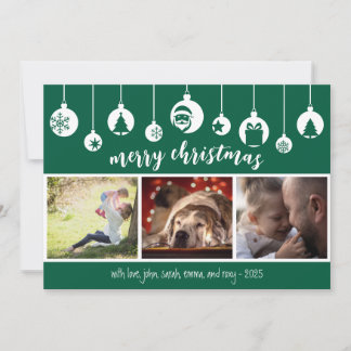 Tarjeta Festiva Green Merry Christmas Hanging Ornament Photo