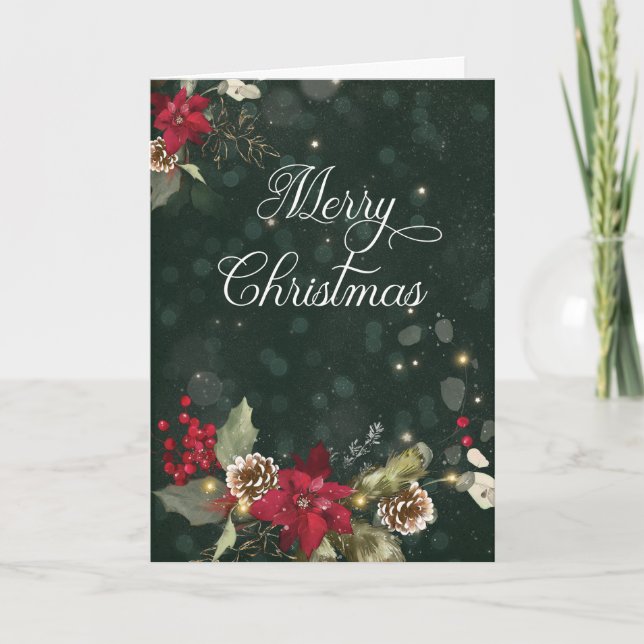 Tarjeta Festiva Green Merry Christmas Holiday Card (Anverso)