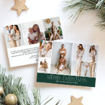 Tarjeta Festiva GREEN Merry Christmas moda 9 Collage Multi Photo<br><div class="desc">Comparte lo más destacado de tu familia con esta tarjeta de Navidades de este año en revisión que presenta un diseño simple, mínimo y limpio. El frente incluye un collage moderno de 6 fotos, acompañado del saludo festivo "Feliz Navidad" en un elegante estilo de letra serif sobre un clásico color...</div>