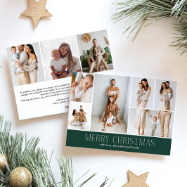 Tarjeta Festiva GREEN Merry Christmas moda 9 Collage Multi Photo