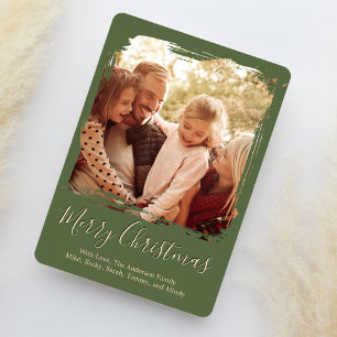 Tarjeta Festiva Green Merry Christmas Simple Photo
