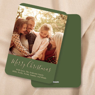 Tarjeta Festiva Green Merry Christmas Simple Photo