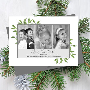 Tarjeta Festiva Green Multi Photo Merry Christmas Greeneration