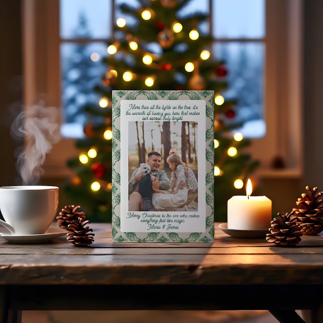 Tarjeta Festiva Green Plaid Portrait  Photo Christmas Holiday Card (Subido por el creador)