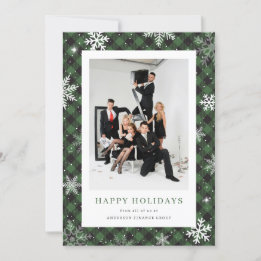 Tarjeta Festiva Green Plough Snowflake Photo Corporate Business