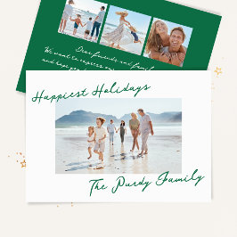 Tarjeta Festiva green retro christmas photo happiest