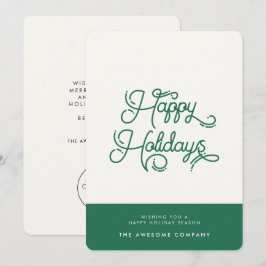 Tarjeta Festiva Green Retro vintage Happy Holidays corporate
