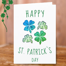 Tarjeta Festiva Green Shamrock Clover Happy Día de San Patricio