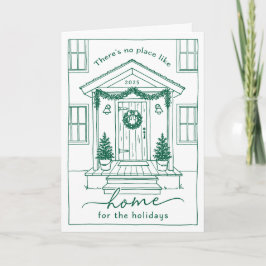 Tarjeta Festiva Green Sketch House Real Estate Client Holiday Card