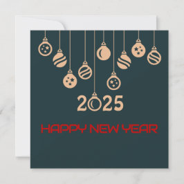 Tarjeta Festiva Green Square wish card New Year Christmas ball