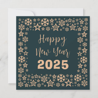 Tarjeta Festiva Green Square wish card with a lot of golden stars