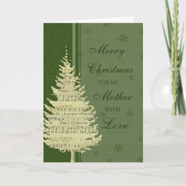 Tarjeta Festiva Green Tree Mother Merry Christmas Card (Anverso)