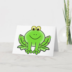 Tarjeta Festiva Green_Valentine_Frog_with_pink_hearts.png