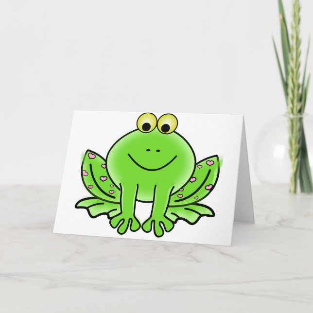 Tarjeta Festiva Green_Valentine_Frog_with_pink_hearts.png (Anverso)