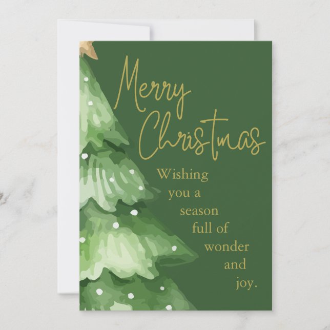 Tarjeta Festiva Green Watercolor Christmas Holiday Card (Anverso)