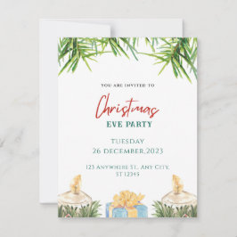 Tarjeta Festiva Green Watercolor Merry Christmas