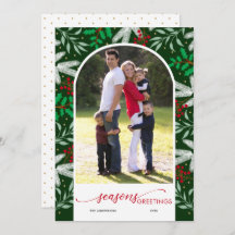 Greenery Arched Photo Green Season's Greetings