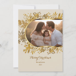 Tarjeta Festiva Greenery Gold Arch Navidades de fotografía de escr