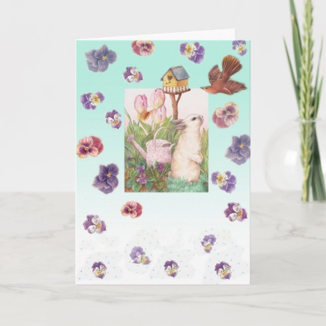 Tarjeta Festiva GREETINAS DE Alegría de Pascua (Anverso)