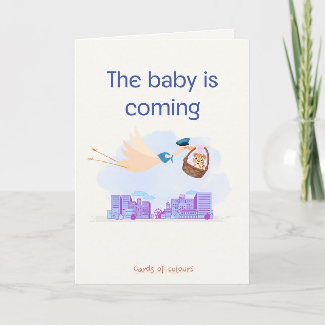 Tarjeta Festiva Greeting card baby is coming  (Anverso)