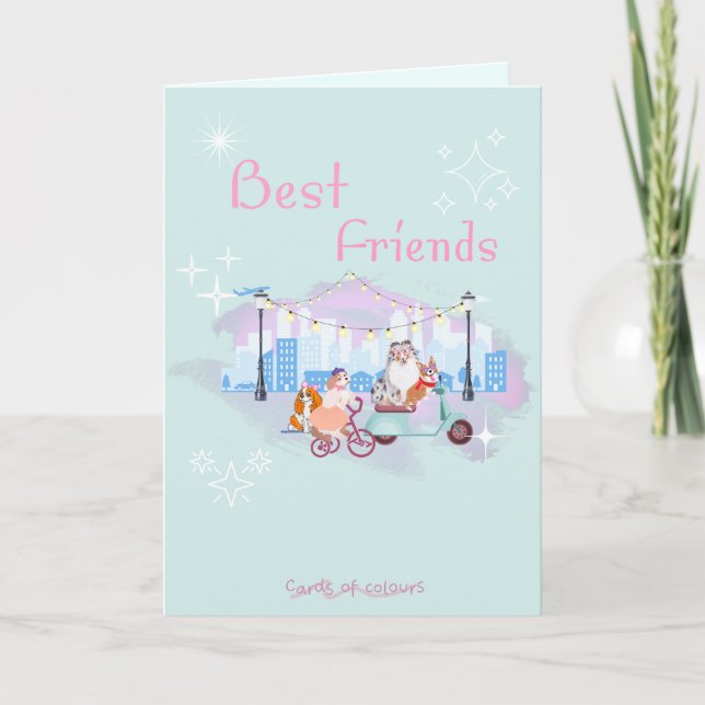 Tarjeta Festiva Greeting card best friends  (Anverso)