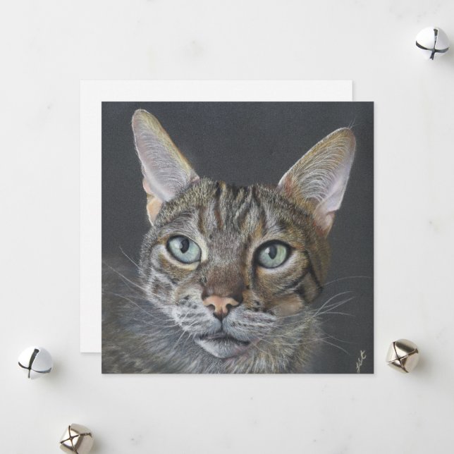 Tarjeta Festiva Greeting Cat Bengal Cat Fine Art blank  (Anverso/Reverso In Situ)