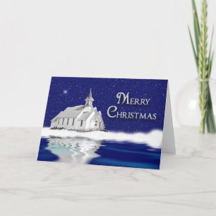 Tarjeta Festiva GREETING DE navidades - CRISTIANO - IGLESIA - NIEV