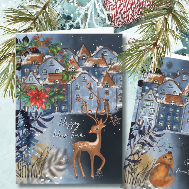 Tarjeta Festiva Greetings from the North I Nordic Village  (Greetings from the North I Nordic Village Holiday Card)