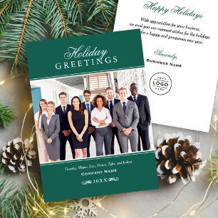 Tarjeta Festiva Greetings Green Corporate Business Photo