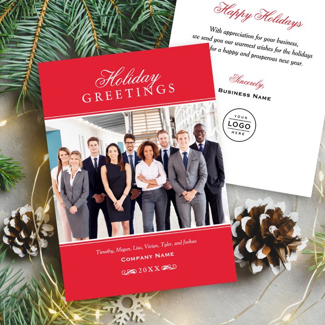 Tarjeta Festiva Greetings Red Corporate Business Photo (Subido por el creador)