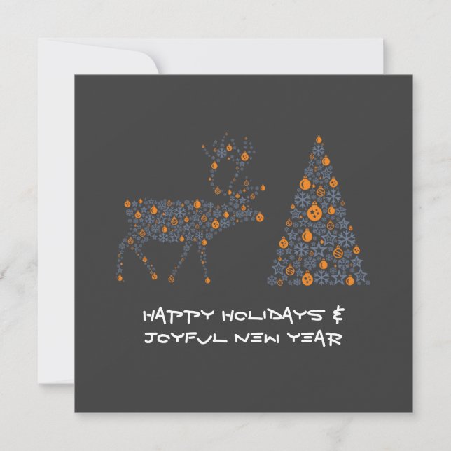 Tarjeta Festiva Grey greeting card HAPPY HOLIDAYS JOYFUL NEW YEAR (Anverso)