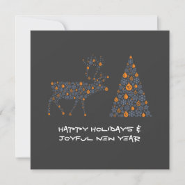 Tarjeta Festiva Grey greeting card HAPPY HOLIDAYS JOYFUL NEW YEAR