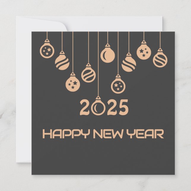 Tarjeta Festiva Grey Square wish card New Year with Christmas ball (Anverso)