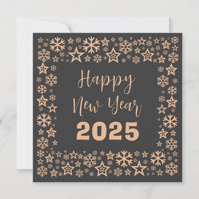 Tarjeta Festiva Grey Square wish card with a lot of golden stars (Anverso)