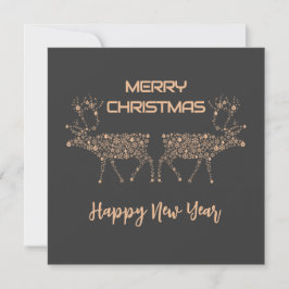 Tarjeta Festiva Grey wish card Merry Christmas new year reindeer