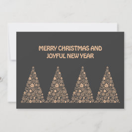 Tarjeta Festiva Grey wish card New Year with tree Christmas 