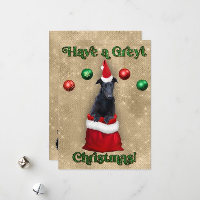 Tarjeta Festiva Greyhound Greyt Navidades Santa Sack (Anverso/Reverso In Situ)