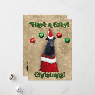 Tarjeta Festiva Greyhound Greyt Navidades Santa Sack