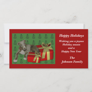 Tarjeta Festiva Greyhound Puppy Animal Christmas Holiday Card