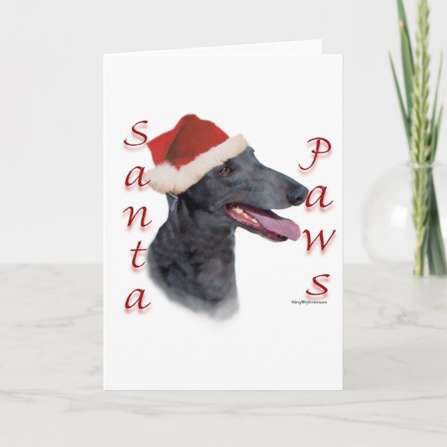Tarjeta Festiva Greyhound Santa Paws (Anverso)
