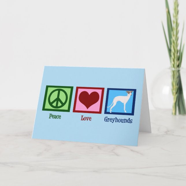 Tarjeta Festiva Greyhounds de Peace Love (Anverso)