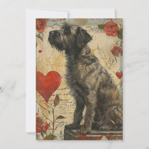 Tarjeta Festiva Grifón de pelo duro día de San Valentín