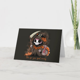 Tarjeta Festiva Grim Reaper de Acción de Gracias