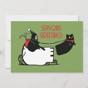 Tarjeta Festiva Grim Reaper Santa Seasons Greetings