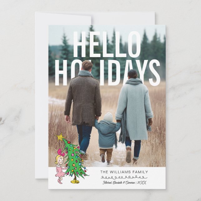 Tarjeta Festiva Grinch | Cindy Lou Who Personalized Photo (Anverso)