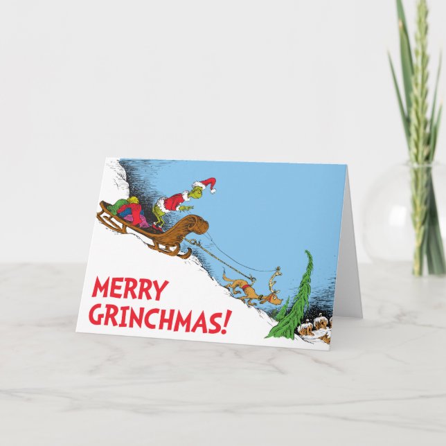 Tarjeta Festiva Grinch clásico | Grinch y Reindeer Max (Anverso)