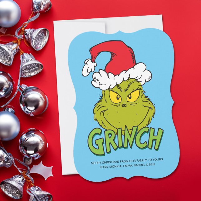 Tarjeta Festiva Grinch clásico | Inocentes o bonitos (Card on table)