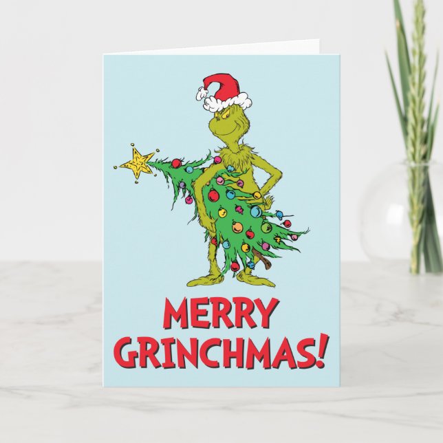 Tarjeta Festiva Grinch clásico | Ridículo (Anverso)